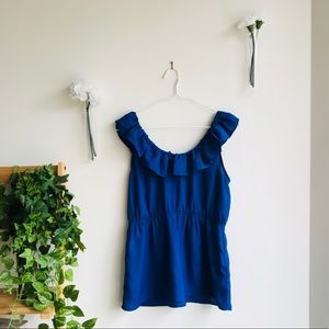 Forever 21 | Blue Blouse with Ruffled Neckline